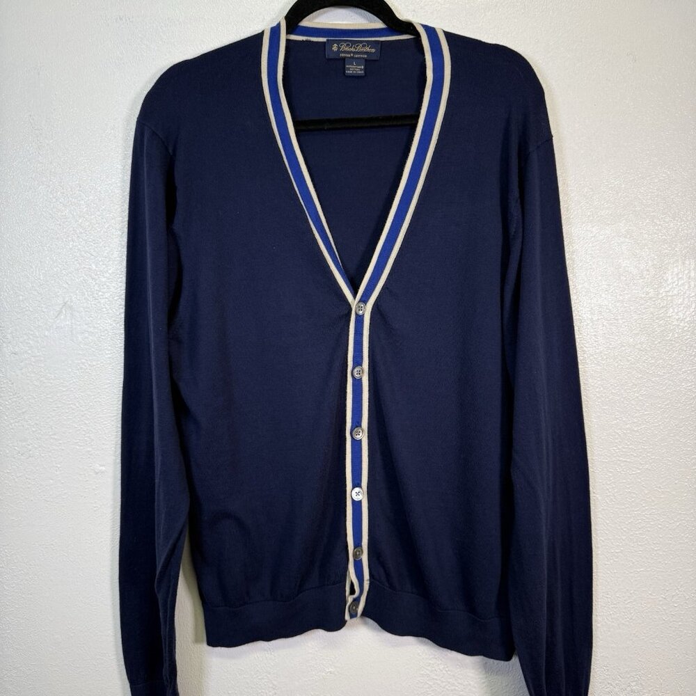 Brooks Brothers Button Up Color Block Cardigan Na… - image 2